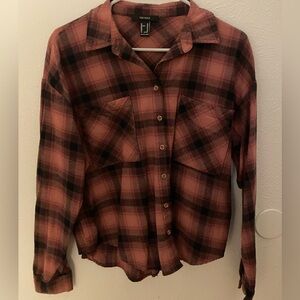Forever 21 Burgundy and Black Flannel Shirt